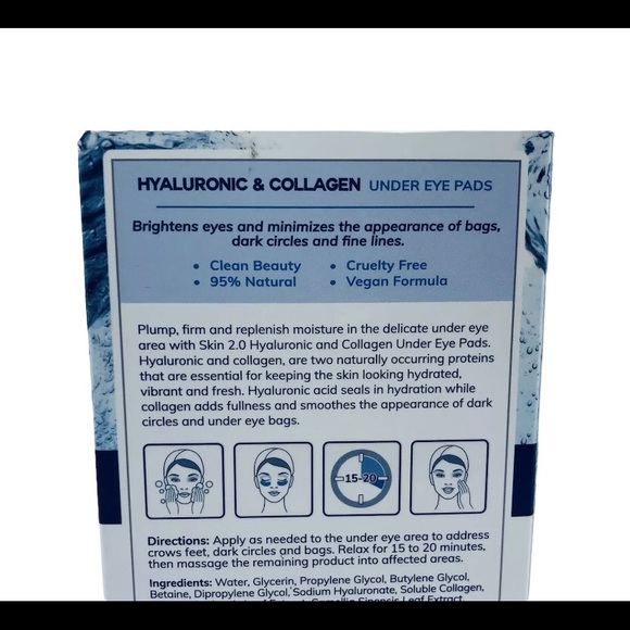 Skin 2.0 Eye Pads Collagen & Hyaluronic 5 pairs Cruelty Free  & Vegan Formula - Picture 4 of 5